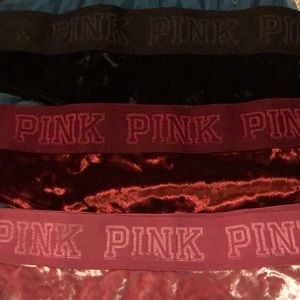 Three soft velvet thongs w/soft mesh